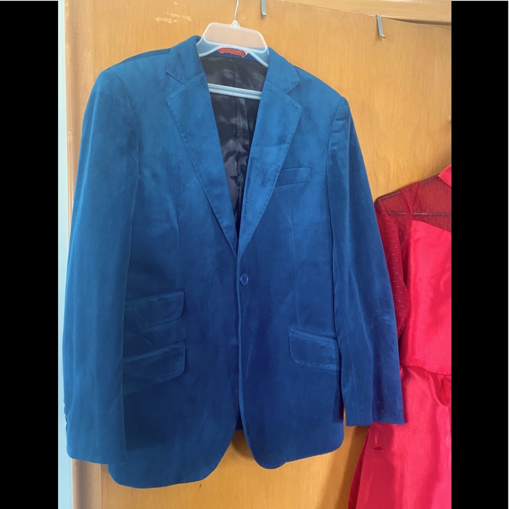 Ellie Balleh youth blue velvet Sz L 16-18 blazer